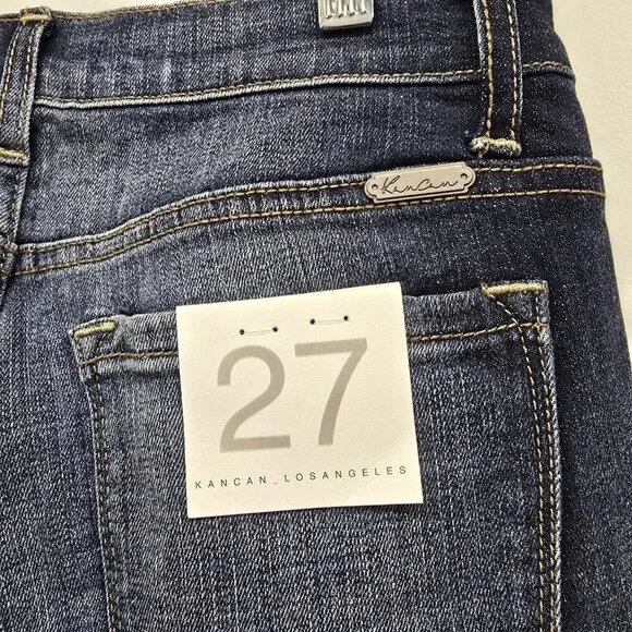 NEW Kancan Jeans Womens Sz 27 Cuffed Mid Rise Skinny Stretch Blue KC7105D NWT - Picture 4 of 12